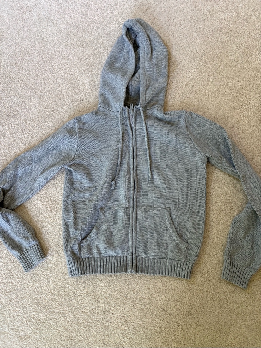 Brandy Melville Gray Zip-Up Hooded Cardigan